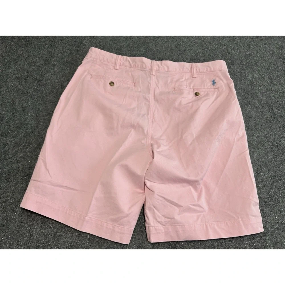 Polo Ralph Lauren Shorts Mens 36 Pink Stretch Chino Blue Pony Logo Preppy Pocket